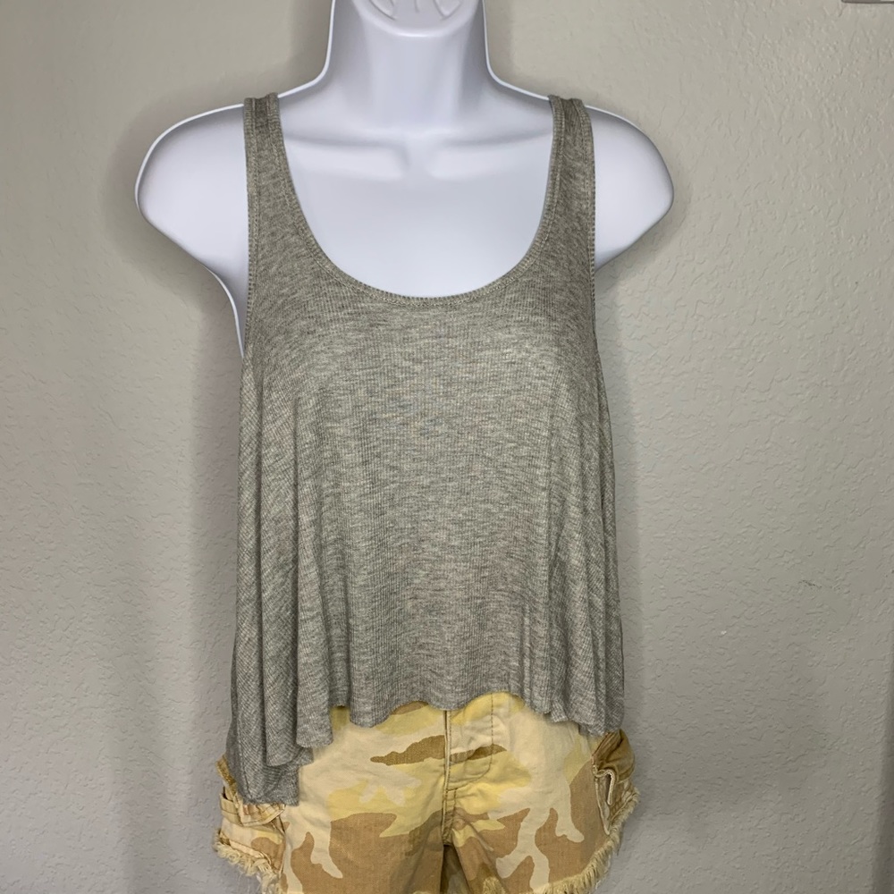 BP Ribbed Gray Asymmetric Tank Top